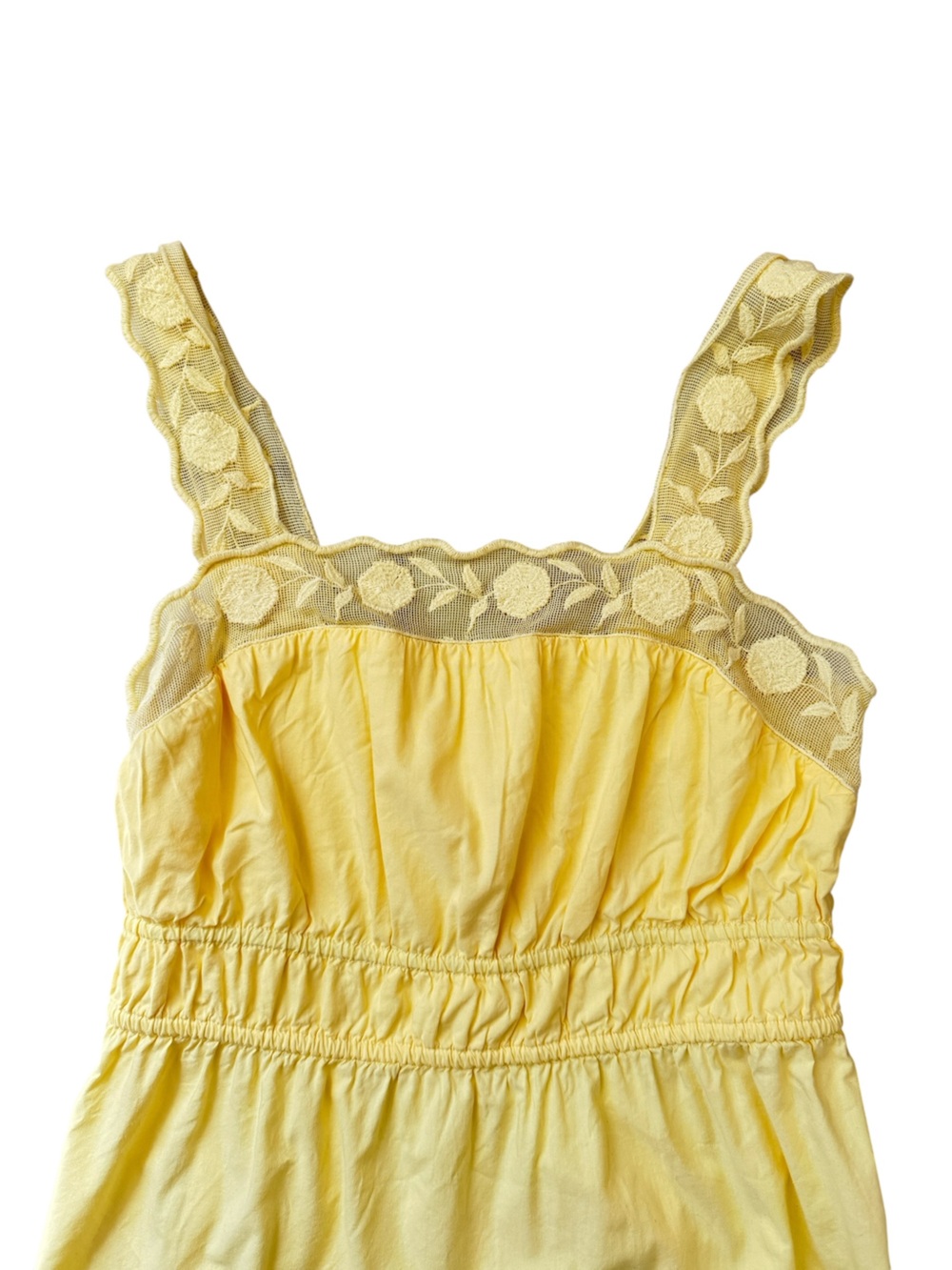Butter Yellow Midi Sundress Womens M Cottagecore Lace Trim Dress Scoop Old Navy - Picture 2 of 3